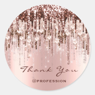 Thank You Small Business Drips Rose Drips Blush Classic Round Sticker