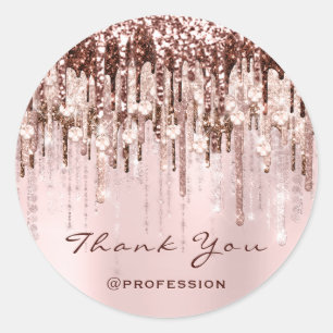 Thank You Small Business Drips Rose Drips Pink Classic Round Sticker