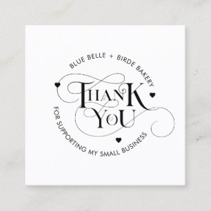 Thank You Small Business Heart Vintage Typography Square Business Card
