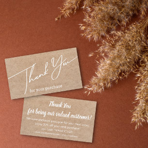 thank you small business kraft discount code card