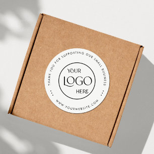 Thank You Small Business Logo Simple White Classic Round Sticker