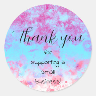 Thank You Small Business Paint Splash Personalize Classic Round Sticker