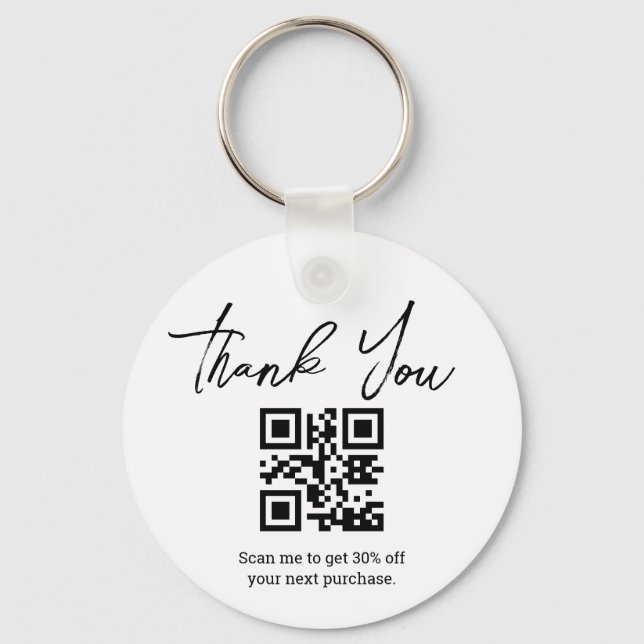  thank you small business qr code minimalist keychain (Front)