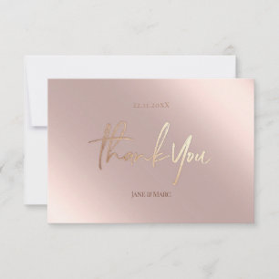 Thank You Small Cards Faux Foil Rosegold Pink