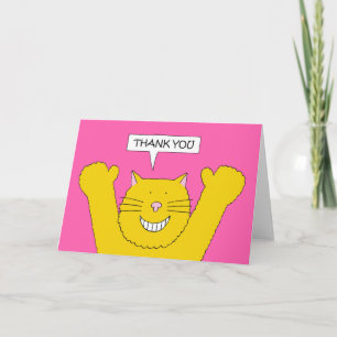 Thank You Smiling Cartoon Ginger Cat Card