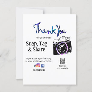 Thank you snap tag share media camera add socials postcard