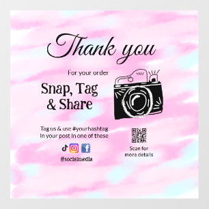 Thank you snap tag share media camera add socials window cling