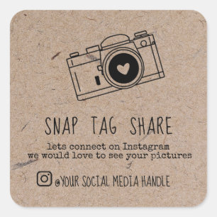 Thank You Snap Tag Share Social Media Kraft Paper