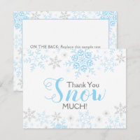 Thank You SNOW Much Blue Baby Boy Shower Note Card