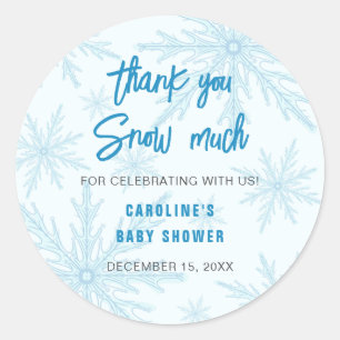 Thank You Snow Much Snowflakes Boy Baby Shower Classic Round Sticker