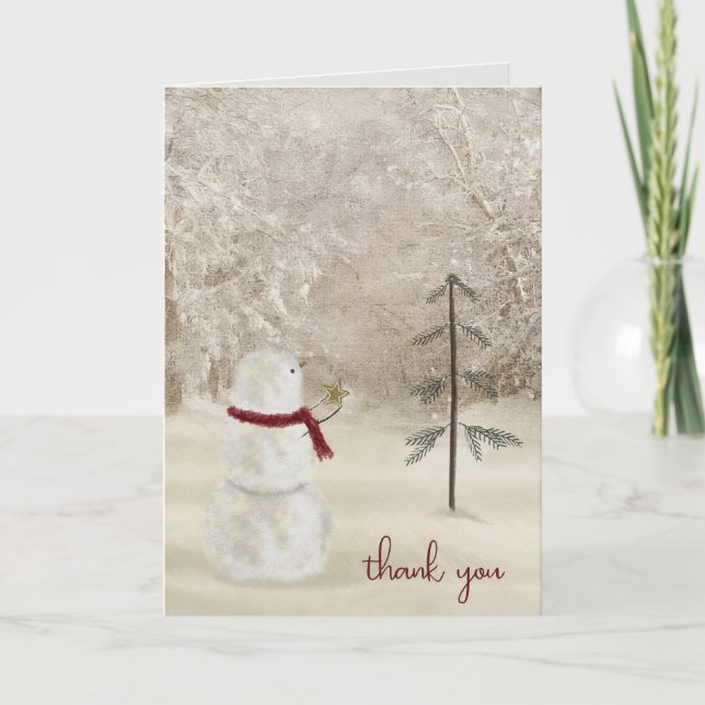 Thank You Snowman with Christmas star Card (Front)