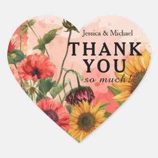 🌻Thank you so much  Sunny Petals & Scarlet Blooms Heart Sticker
