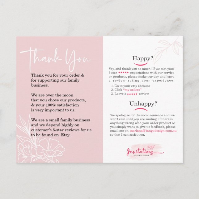 Thank you social media card. Business reviews.  Po Postcard (Front)