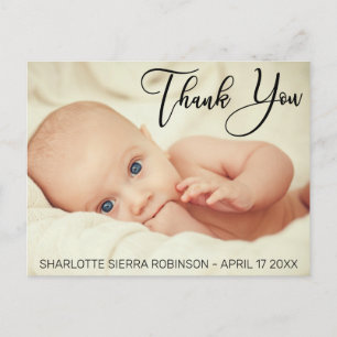 Thank You Soft Modern Baby Photo Postcard