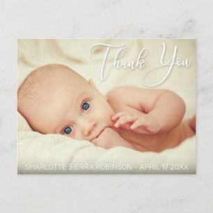Thank You Soft Modern Baby Photo Postcard