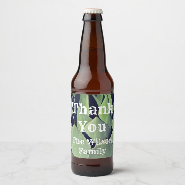 Thank You Southwest Agave Plant Green Leaves Beer Bottle Label (Front)