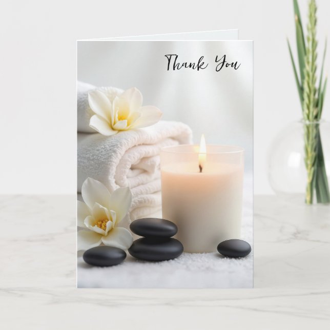 Thank You Spa Towels With Magnolia Blossoms Card (Front)