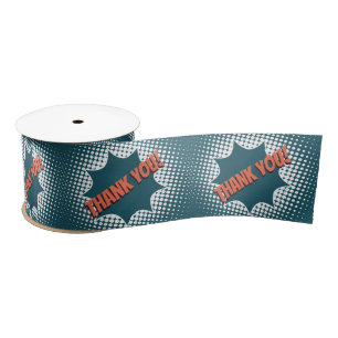 Thank you! Speech Bubble Blue Satin Ribbon