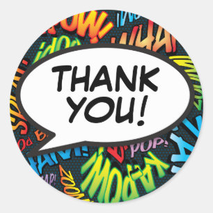 Thank You Speech Bubble Colourful Fun Modern Classic Round Sticker