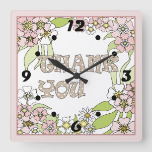 Thank you square wall clock