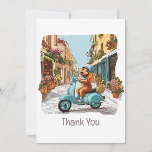 Thank You Standard Poodle Dog Riding Scooter Card