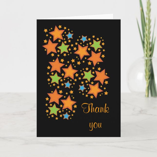 "Thank you" Star Design Thank You Card (Front)