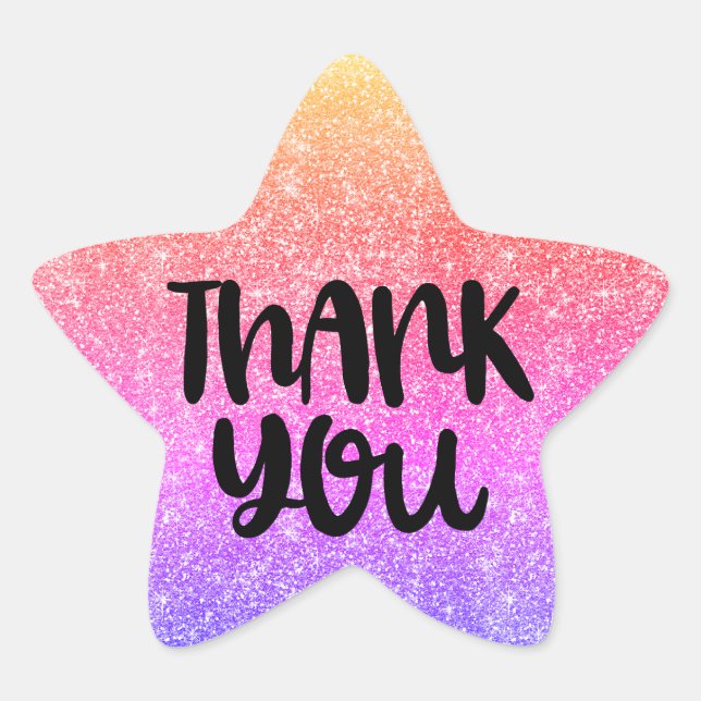 Thank you star glitter pastel sticker (Front)