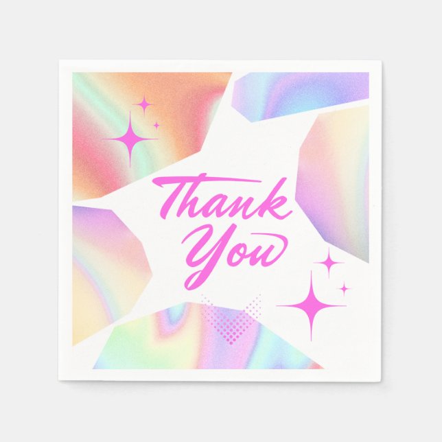 Thank You Star Pastel Gradient Party Paper Napkins (Front)