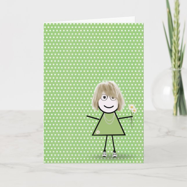 Thank You Stick Girl with Daisies (Front)