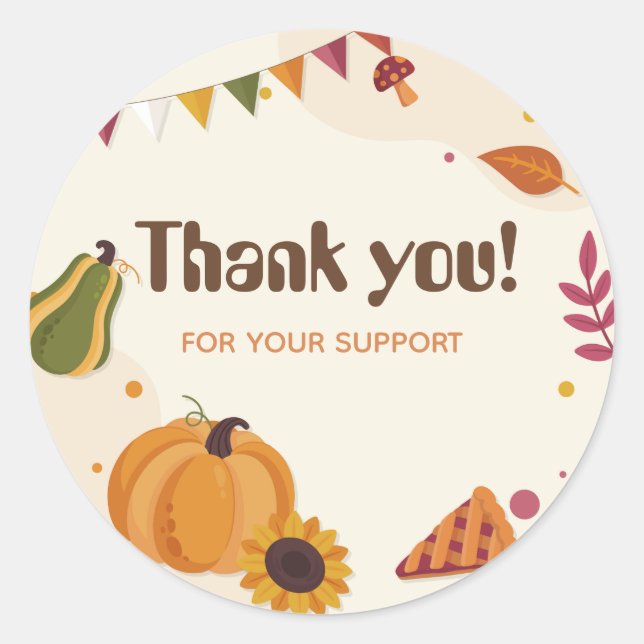 Thank You Sticker – Autumn Leaves Design for Pack (Front)