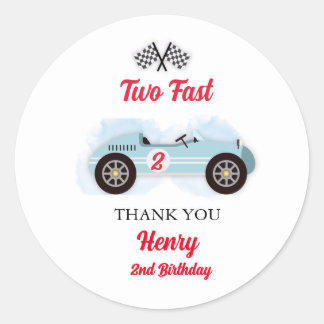 Thank you Sticker, Birthday Too Fast, Vintage Race Classic Round Sticker