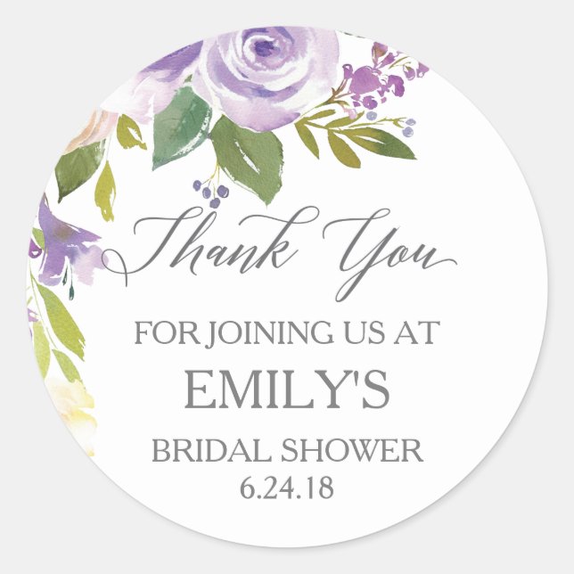 Thank You Sticker - Bridal Shower Favour Sticker (Front)