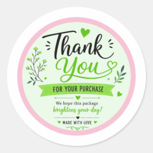 Thank You Sticker – Elegant Pink Floral