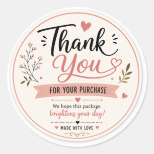 Thank You Sticker – Elegant Pink Floral