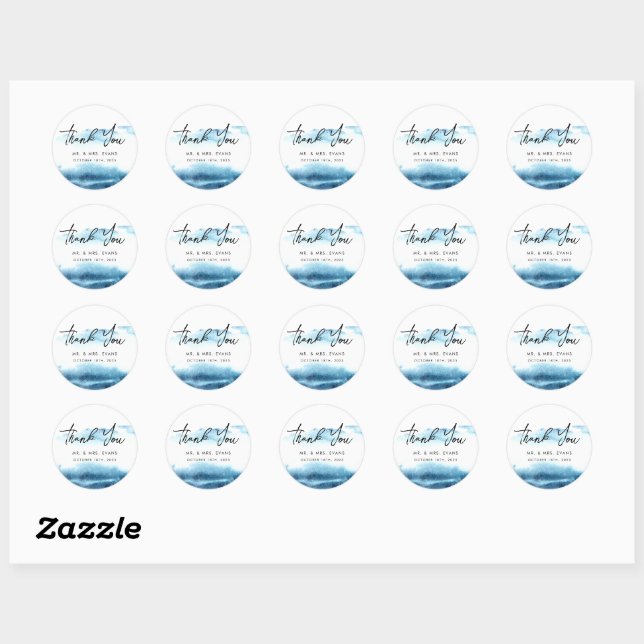 Thank You Sticker for a Modern Wedding. (Sheet)