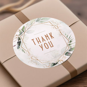 Thank You Sticker Gold & Green Geometric Boho