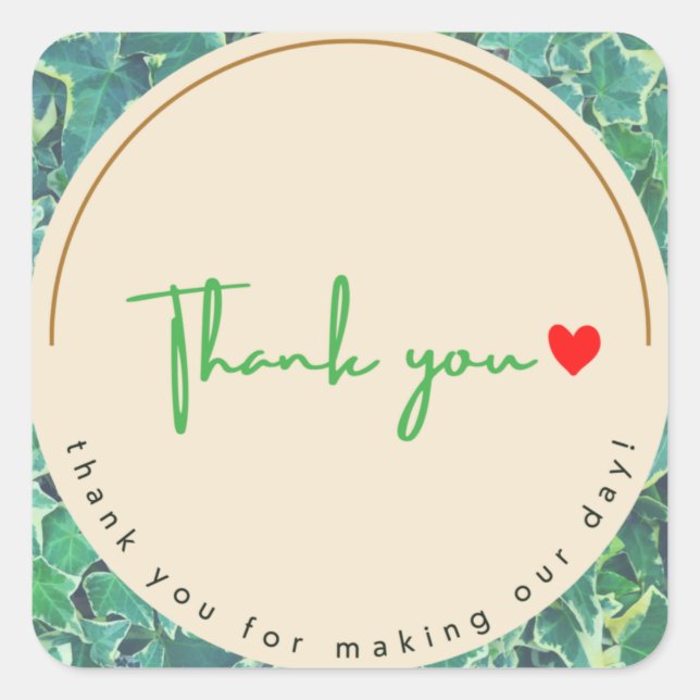 Thank You Sticker Ivy & Red Heart (Front)