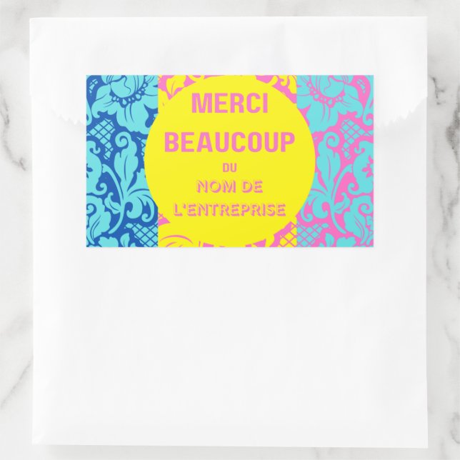 "Thank you" sticker- "merci beaucoup"-Design 1 Sticker (Bag)