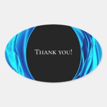 Thank You Sticker – Metallic Blue Rose Design