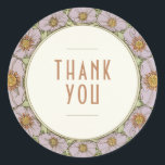 Thank You Sticker Vintage Art Nouveau Mucha<br><div class="desc">Art Nouveau Vintage wedding stickers by Alphonse Mucha in a floral, romantic, and whimsical design. Victorian flourishes complement classic art deco fonts. Please enter your custom information, and you're done. If you wish to change the design further, click the blue "Customize It" button. Thank you so much for considering my...</div>