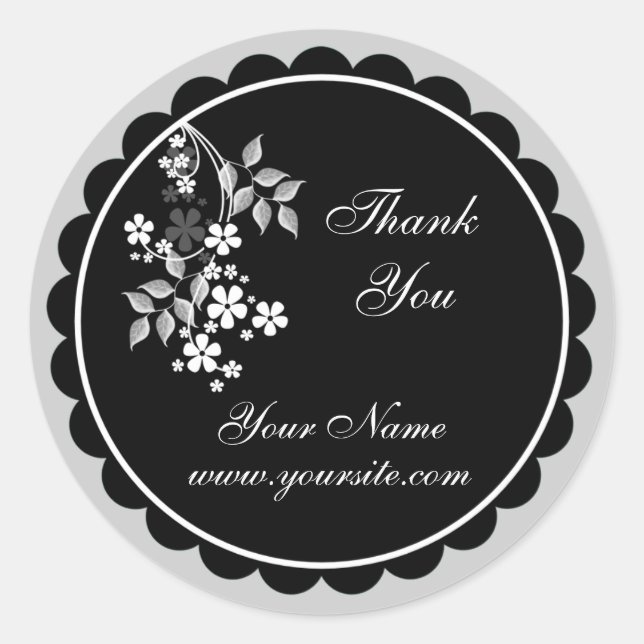 Thank You Sticker - White Floral (Front)