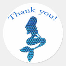 Thank you sticker with mermaid silhouette