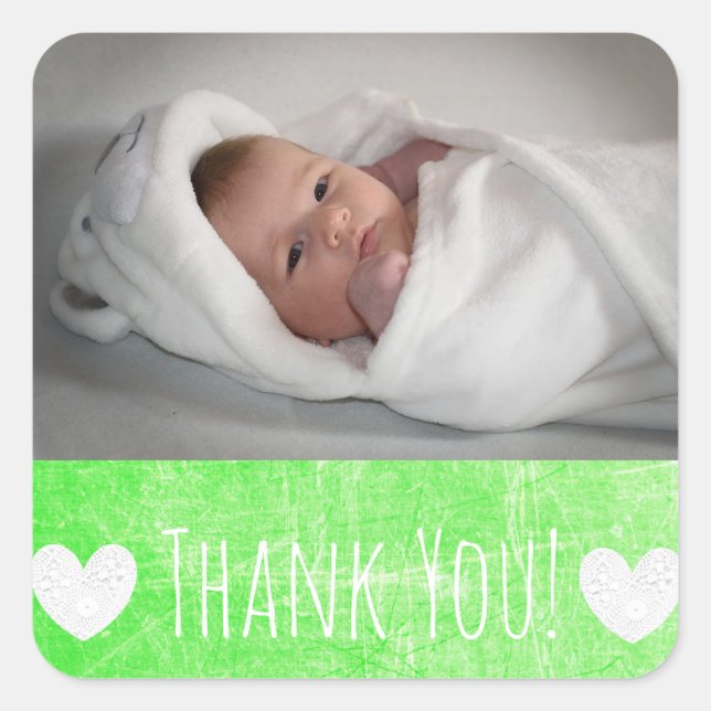Thank You Sticker with your baby's photo (Front)
