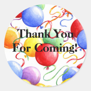 Thank You Stickers Birthday Party Balloons Roun