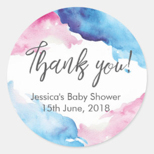 Thank you stickers Blue and Pink Watercolor