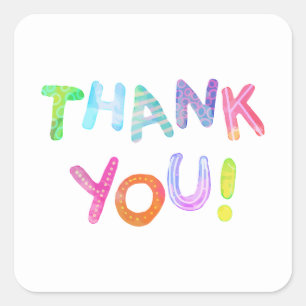 Thank you stickers colorful