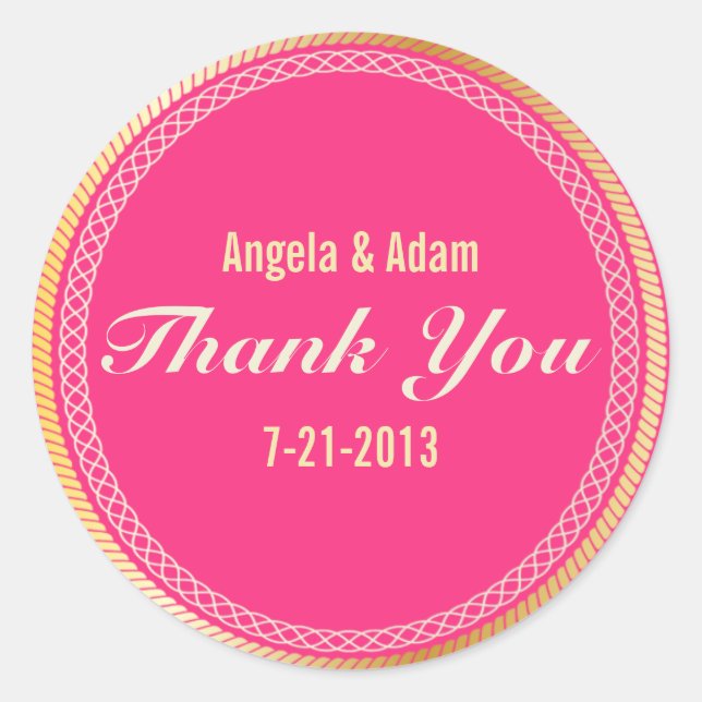 Thank You Stickers in Gold and Pink Ivory (Front)