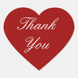 Thank You Stickers on Red Heart