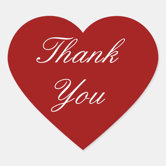 Thank You Stickers on Red Heart (Front)