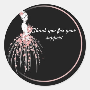 Thank You Stickers - Pink Floral Dress Design